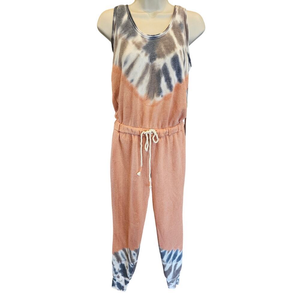NWT XS Young Fabulous Broke Eberhart Terry bright Tie Dye Jumpsuit jogger lounge